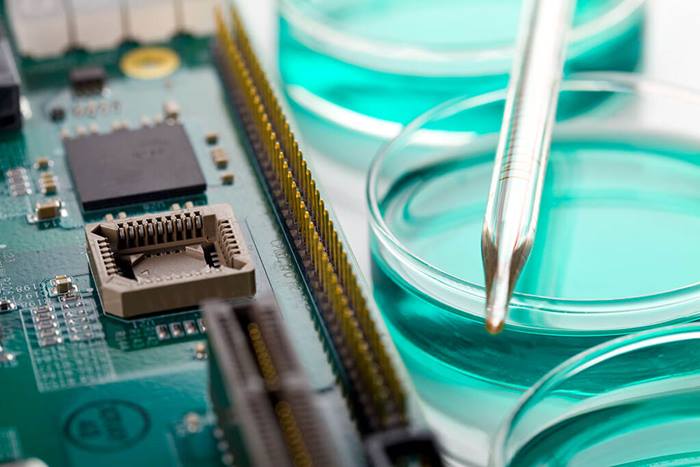 circuit board and petri dish