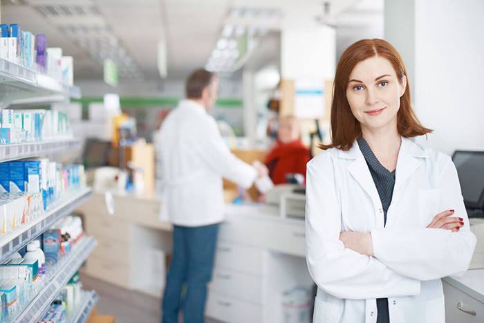 pharmacist in lab coat