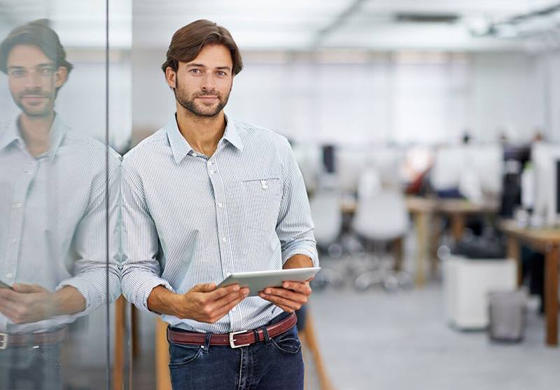 Man holding tablet