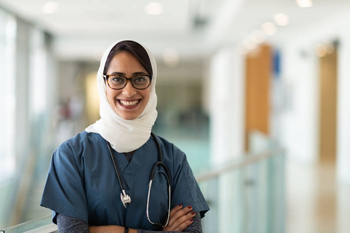 Portrait of a female Muslim doctor