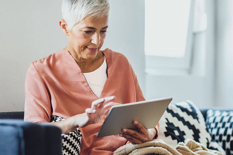 woman using tablet