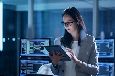 business woman working on tablet