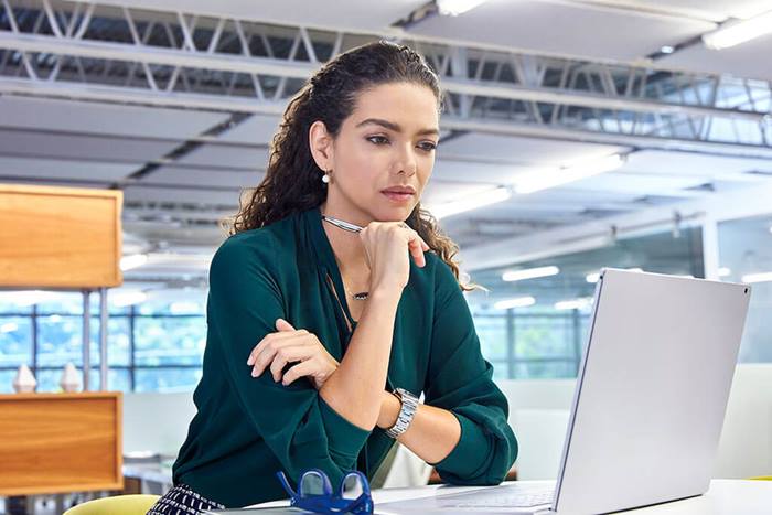 female in an office working