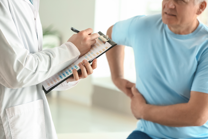 Male patient at urologist's office