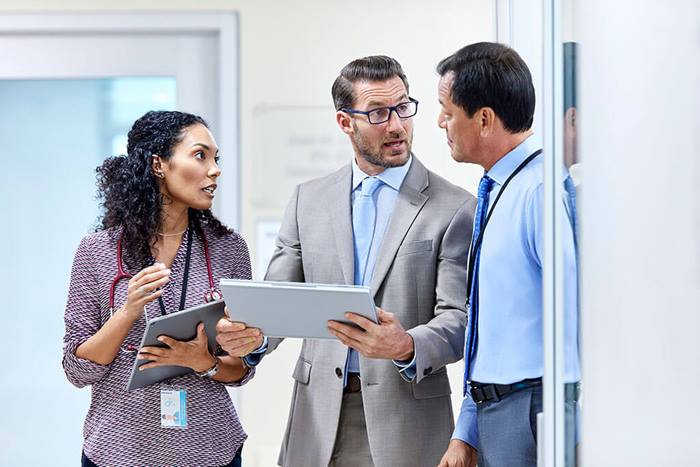 sales person with doctors